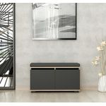 Casa si Gradina - Mobilier - Dulapuri si sifoniere - Dulapuri pantofi - Dulap pantofi, Hanah Home, pal melaminat, nuc si negru, 80x35x42 cm - Infinity.ro