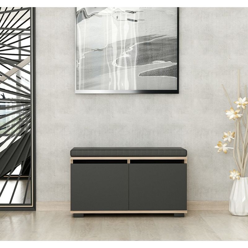 Casa si Gradina - Mobilier - Dulapuri si sifoniere - Dulapuri pantofi - Dulap pantofi, Hanah Home, pal melaminat, nuc si negru, 80x35x42 cm - Infinity.ro