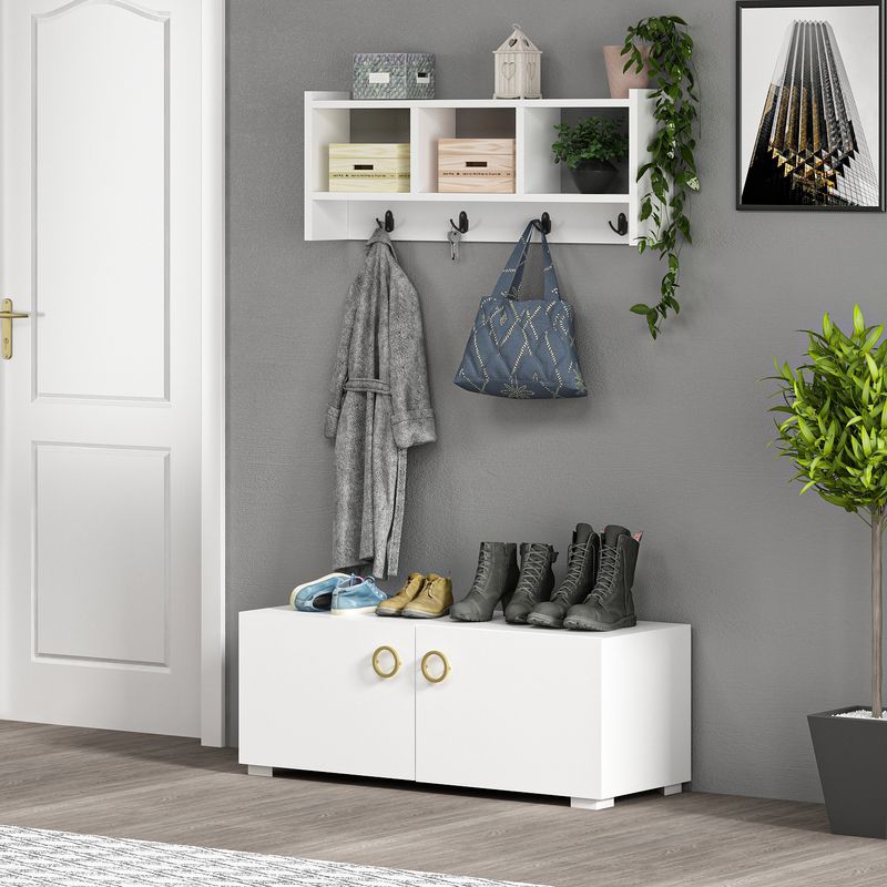 Casa si Gradina - Mobilier - Organizare si depozitare - Cuiere - Cuier, Hanah Home, pal melaminat, alb, 75.6x35x22 cm - Infinity.ro