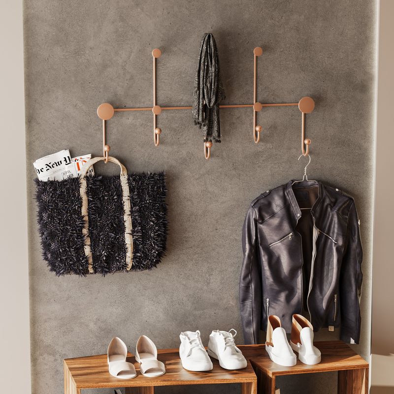 Casa si Gradina - Mobilier - Organizare si depozitare - Cuiere - Cuiere de perete, Wallxpert, metal, cupru, 80x45x10 cm - Infinity.ro