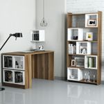 Casa si Gradina - Mobilier - Mese si birouri - Birouri - Birou cu biblioteca, Hanah Home, pal melaminat, nuc si alb, 120x65x75 cm - Infinity.ro