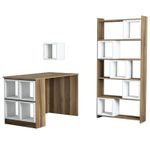 Casa si Gradina - Mobilier - Mese si birouri - Birouri - Birou cu biblioteca, Hanah Home, pal melaminat, nuc si alb, 120x65x75 cm - Infinity.ro