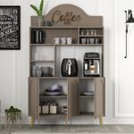 Casa si Gradina - Mobilier - Comode si corpuri - Corpuri bucatarie - Dulap bar de cafea, Hanah Home, pal melaminat, atlas si auriu, 120x35x202 cm - Infinity.ro