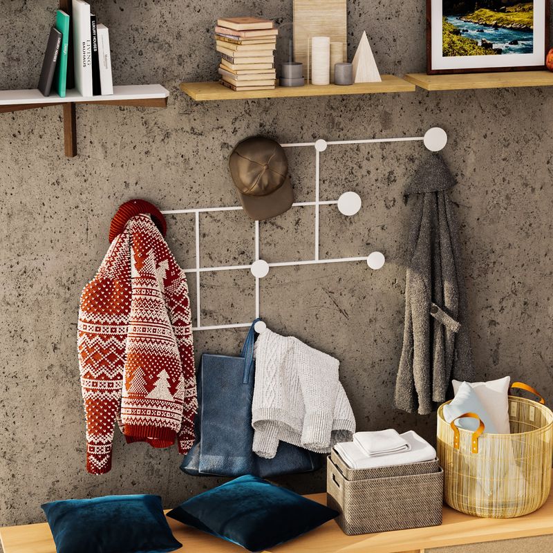 Casa si Gradina - Mobilier - Organizare si depozitare - Cuiere - Cuiere de perete, Wallxpert, metal, alb, 112x64x10 cm - Infinity.ro