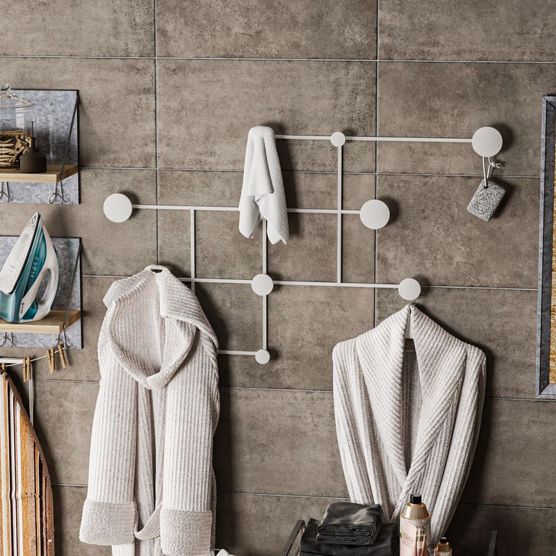 Casa si Gradina - Mobilier - Organizare si depozitare - Cuiere - Cuiere de perete, Wallxpert, metal, alb, 112x64x10 cm - Infinity.ro