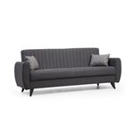 Casa si Gradina - Mobilier - Canapele si coltare - Canapele - Canapea extensibila 3 locuri, Atelier Del Sofa, cadru metal si lemn, stofa poliester texturat, gri inchis, 214x86x77 cm - Infinity.ro