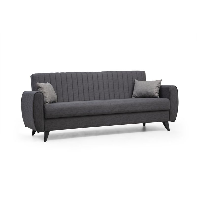 Casa si Gradina - Mobilier - Canapele si coltare - Canapele - Canapea extensibila 3 locuri, Atelier Del Sofa, cadru metal si lemn, stofa poliester texturat, gri inchis, 214x86x77 cm - Infinity.ro