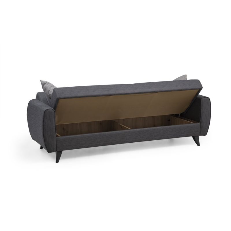 Casa si Gradina - Mobilier - Canapele si coltare - Canapele - Canapea extensibila 3 locuri, Atelier Del Sofa, cadru metal si lemn, stofa poliester texturat, gri inchis, 214x86x77 cm - Infinity.ro
