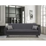 Casa si Gradina - Mobilier - Canapele si coltare - Canapele - Canapea extensibila 3 locuri, Atelier Del Sofa, cadru metal si lemn, stofa poliester texturat, gri inchis, 214x86x77 cm - Infinity.ro