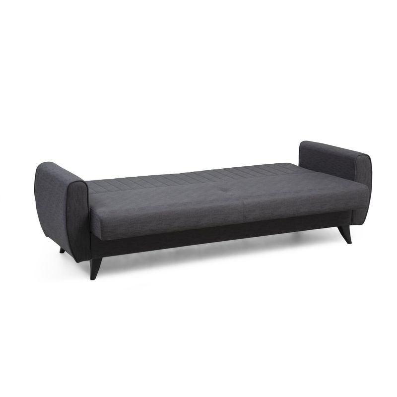 Casa si Gradina - Mobilier - Canapele si coltare - Canapele - Canapea extensibila 3 locuri, Atelier Del Sofa, cadru metal si lemn, stofa poliester texturat, gri inchis, 214x86x77 cm - Infinity.ro
