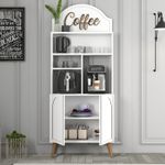 Casa si Gradina - Mobilier - Comode si corpuri - Corpuri bucatarie - Dulap bar de cafea, Hanah Home, pal melaminat, alb si nuc, 81.3x35x201 cm - Infinity.ro