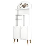 Casa si Gradina - Mobilier - Comode si corpuri - Corpuri bucatarie - Dulap bar de cafea, Hanah Home, pal melaminat, alb si nuc, 81.3x35x201 cm - Infinity.ro