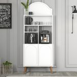 Casa si Gradina - Mobilier - Comode si corpuri - Corpuri bucatarie - Dulap bar de cafea, Hanah Home, pal melaminat, alb si nuc, 81.3x35x201 cm - Infinity.ro