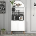 Casa si Gradina - Mobilier - Comode si corpuri - Corpuri bucatarie - Dulap bar de cafea, Hanah Home, pal melaminat, alb si nuc, 81.3x35x201 cm - Infinity.ro