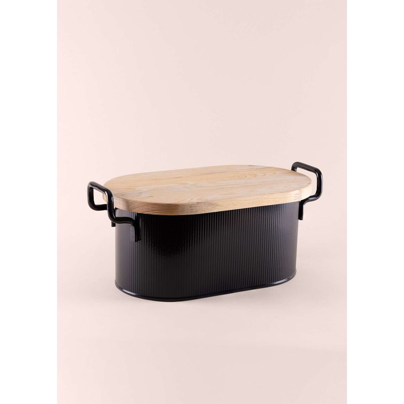 Casa si Gradina - Bucatarie si vesela - Organizare si depozitare bucatarie - Cutii alimentare - Cutie de paine, Hermia, otel galvanizat, negru, 39x22x16 cm - Infinity.ro