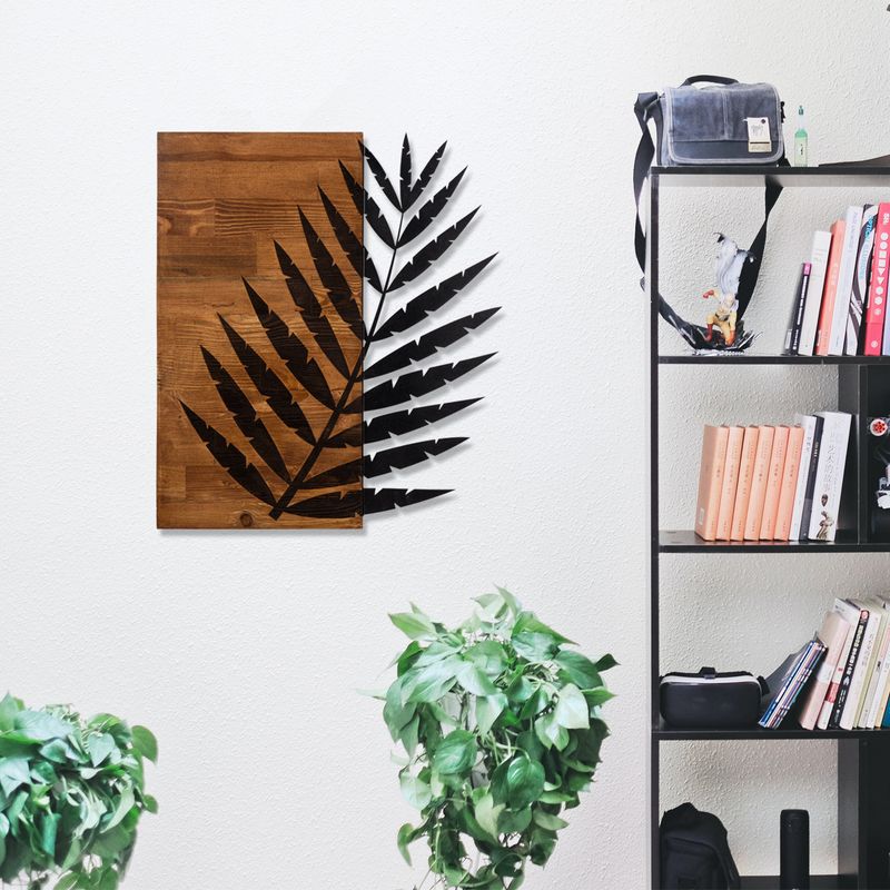 Casa si Gradina - Decoratiuni - Decoratiuni perete - Decoratiune de perete, Wallxpert, metal si lemn, negru si nuc, 50x58 cm - Infinity.ro