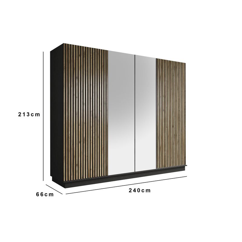 Casa si Gradina - Mobilier - Dulapuri si sifoniere - Dulapuri - Dulap, Hanah Home, pal, lemn/negru/pin atlantic, 240x213x66 cm - Infinity.ro