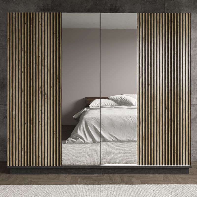 Casa si Gradina - Mobilier - Dulapuri si sifoniere - Dulapuri - Dulap, Hanah Home, pal, lemn/negru/pin atlantic, 240x213x66 cm - Infinity.ro