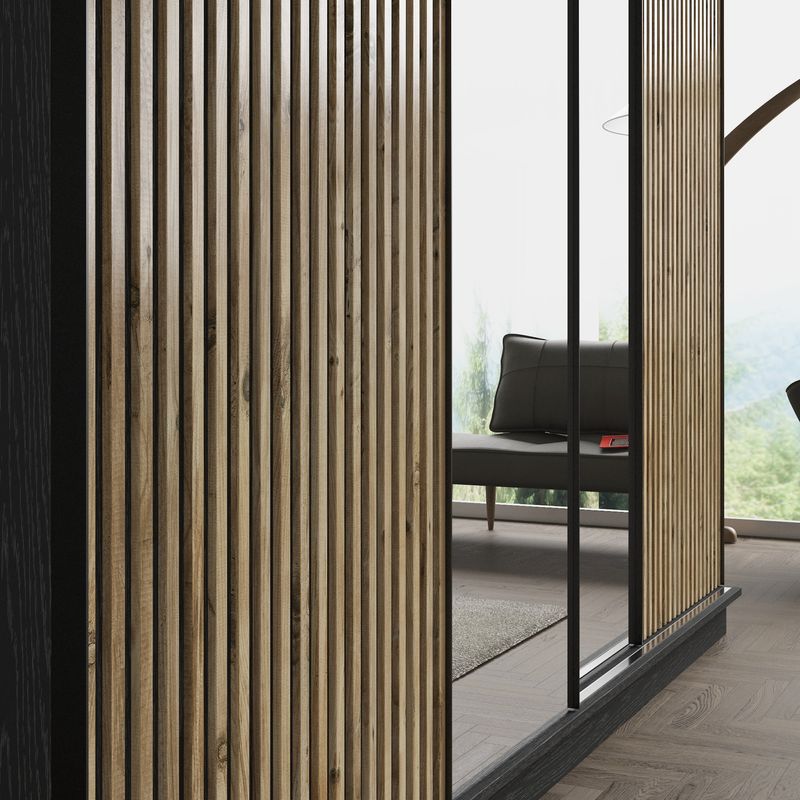 Casa si Gradina - Mobilier - Dulapuri si sifoniere - Dulapuri - Dulap, Hanah Home, pal, lemn/negru/pin atlantic, 240x213x66 cm - Infinity.ro