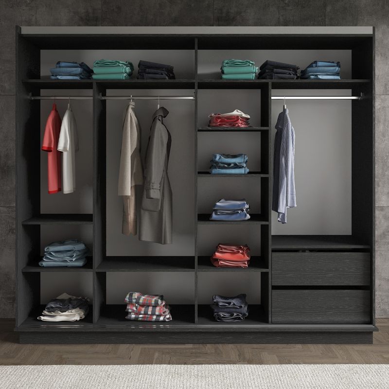 Casa si Gradina - Mobilier - Dulapuri si sifoniere - Dulapuri - Dulap, Hanah Home, pal, lemn/negru/pin atlantic, 240x213x66 cm - Infinity.ro