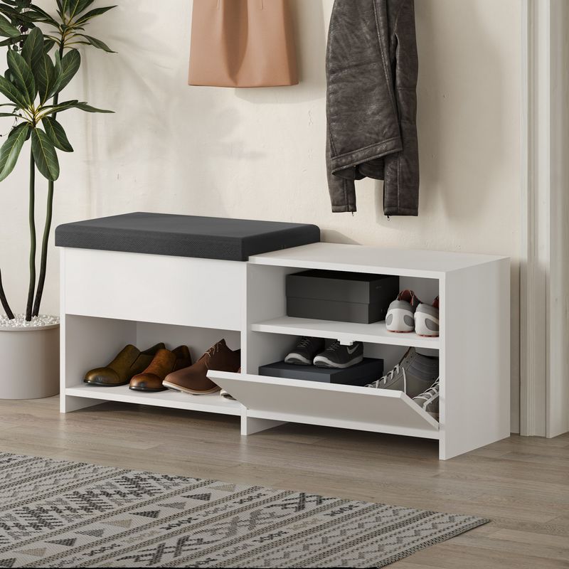 Casa si Gradina - Mobilier - Dulapuri si sifoniere - Dulapuri pantofi - Dulap pantofi, Hanah Home, pal melaminat, alb, 120.3x40.5x51 cm - Infinity.ro