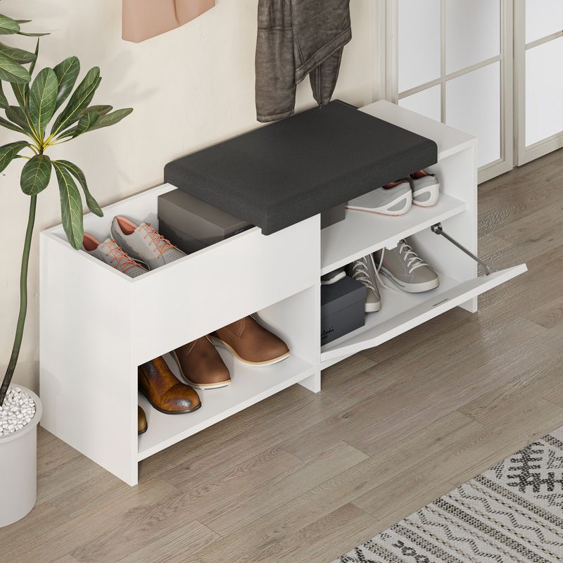 Casa si Gradina - Mobilier - Dulapuri si sifoniere - Dulapuri pantofi - Dulap pantofi, Hanah Home, pal melaminat, alb, 120.3x40.5x51 cm - Infinity.ro