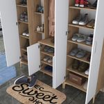 Casa si Gradina - Mobilier - Organizare si depozitare - Cuiere - Cuier, Hanah Home, pal melaminat, nuc si alb, 180x37.5x198.6 cm - Infinity.ro