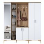 Casa si Gradina - Mobilier - Organizare si depozitare - Cuiere - Cuier, Hanah Home, pal melaminat, nuc si alb, 180x37.5x198.6 cm - Infinity.ro