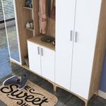 Casa si Gradina - Mobilier - Organizare si depozitare - Cuiere - Cuier, Hanah Home, pal melaminat, nuc si alb, 180x37.5x198.6 cm - Infinity.ro