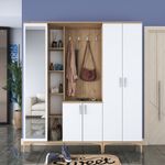 Casa si Gradina - Mobilier - Organizare si depozitare - Cuiere - Cuier, Hanah Home, pal melaminat, nuc si alb, 180x37.5x198.6 cm - Infinity.ro