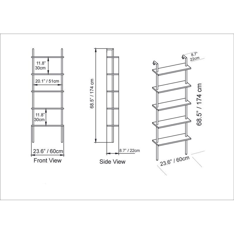 Casa si Gradina - Mobilier - Biblioteci si rafturi - Biblioteci - Biblioteca, Hanah Home, pal melaminat, alb, 60x22x174 cm, 541HDL1305 - Infinity.ro
