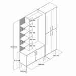 Casa si Gradina - Mobilier - Organizare si depozitare - Cuiere - Cuier, Hanah Home, panou din particule cu melamina, alb auriu, 150x35x202 cm - Infinity.ro
