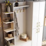 Casa si Gradina - Mobilier - Organizare si depozitare - Cuiere - Cuier, Hanah Home, panou din particule cu melamina, alb auriu, 150x35x202 cm - Infinity.ro