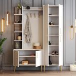 Casa si Gradina - Mobilier - Organizare si depozitare - Cuiere - Cuier, Hanah Home, panou din particule cu melamina, alb auriu, 150x35x202 cm - Infinity.ro