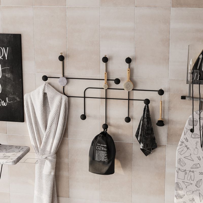 Casa si Gradina - Mobilier - Organizare si depozitare - Cuiere - Cuiere, Wallxpert, metal, negru, 107x64x10 cm - Infinity.ro