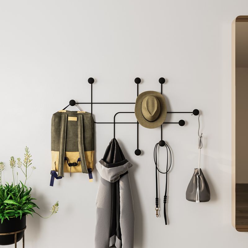 Casa si Gradina - Mobilier - Organizare si depozitare - Cuiere - Cuiere, Wallxpert, metal, negru, 107x64x10 cm - Infinity.ro