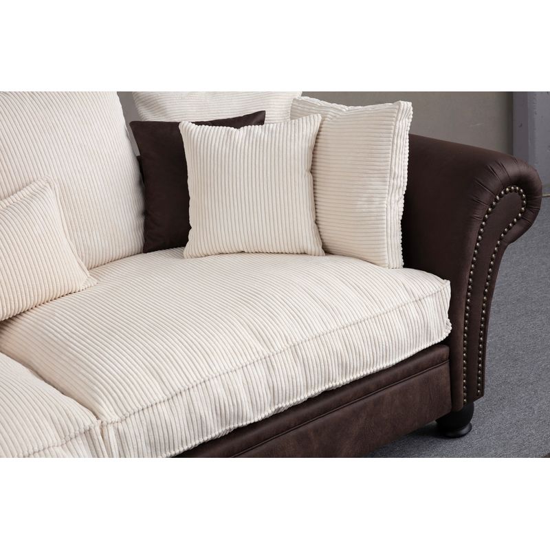 Casa si Gradina - Mobilier - Canapele si coltare - Canapele - Canapea 3 locuri, Atelier Del Sofa, lemn fag si pal, maro si alb, 275x110x76 cm - Infinity.ro