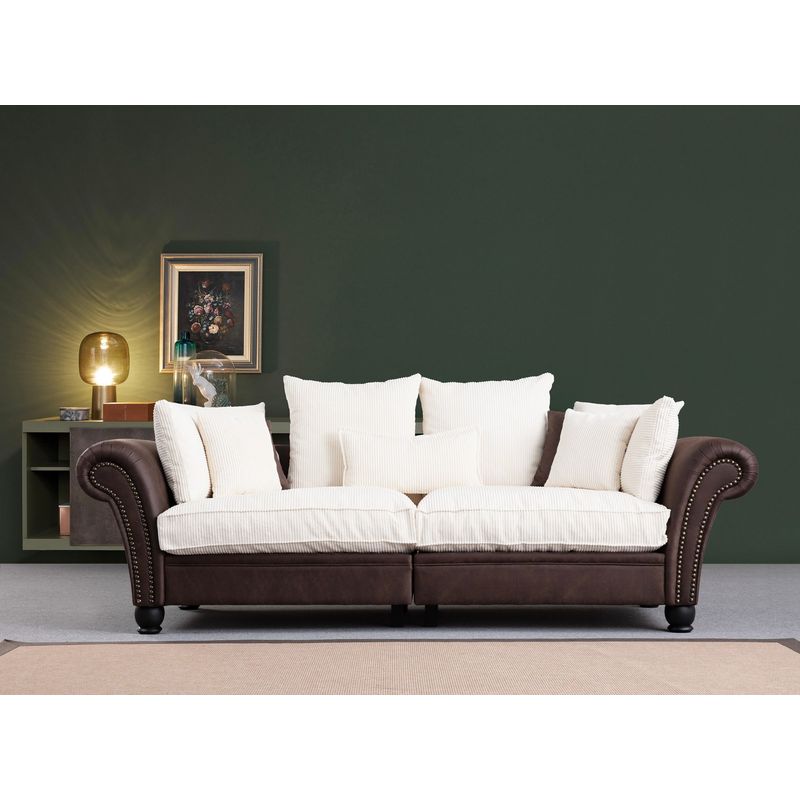 Casa si Gradina - Mobilier - Canapele si coltare - Canapele - Canapea 3 locuri, Atelier Del Sofa, lemn fag si pal, maro si alb, 275x110x76 cm - Infinity.ro