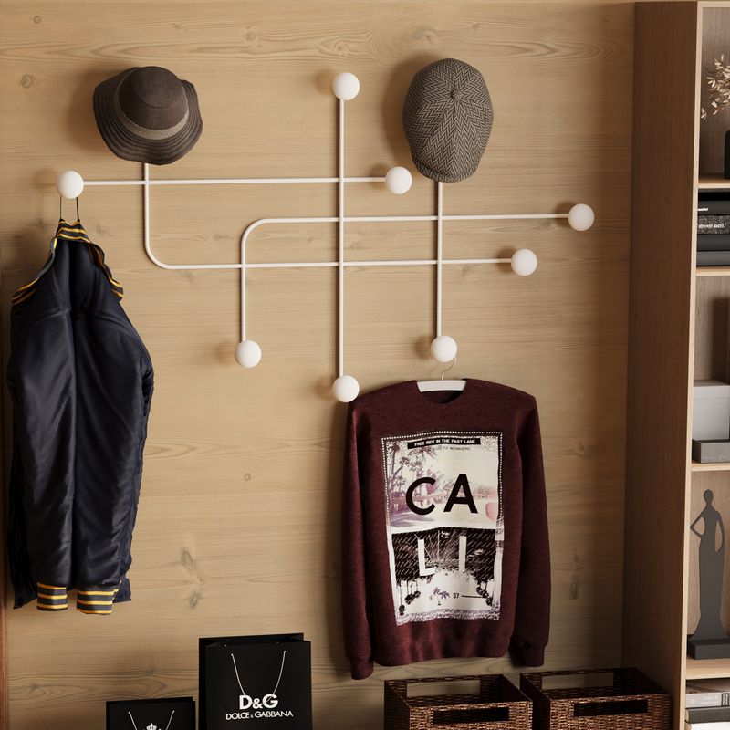 Casa si Gradina - Mobilier - Organizare si depozitare - Cuiere - Cuiere de perete, Wallxpert, metal, alb, 107x64x10 cm - Infinity.ro