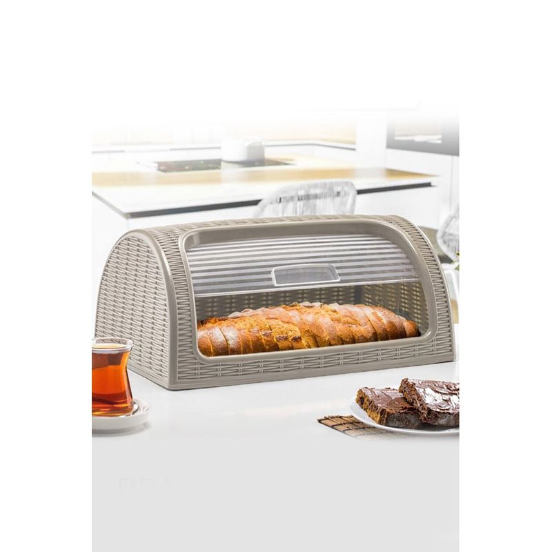 Casa si Gradina - Bucatarie si vesela - Organizare si depozitare bucatarie - Cutii alimentare - Cutie de paine, Hermia, plastic si rachita, crem, 41.4x26.9x18.1 cm - Infinity.ro