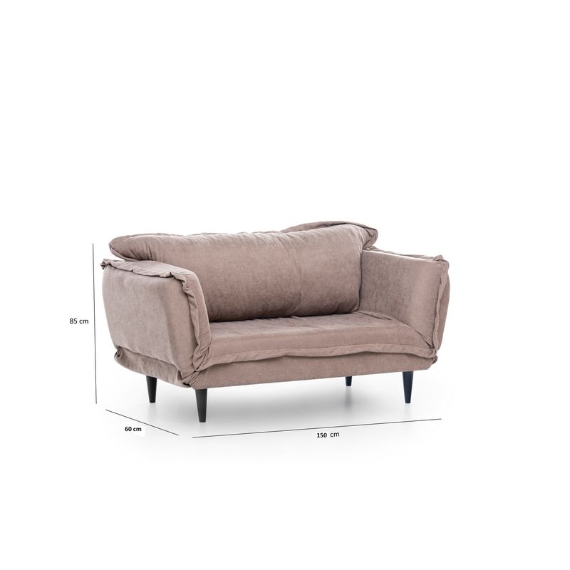 Casa si Gradina - Mobilier - Canapele si coltare - Canapele - Canapea extensibila, Hanah Home, structura metalica, stofa in, mink, 200x70 cm - Infinity.ro