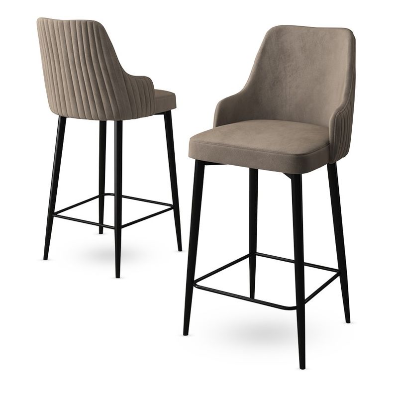 Casa si Gradina - Mobilier - Scaune si fotolii - Tabureti - Set taburete bar, Hanah Home, metal, cappuccino si negru, 45x43x105 cm, babyface - Infinity.ro