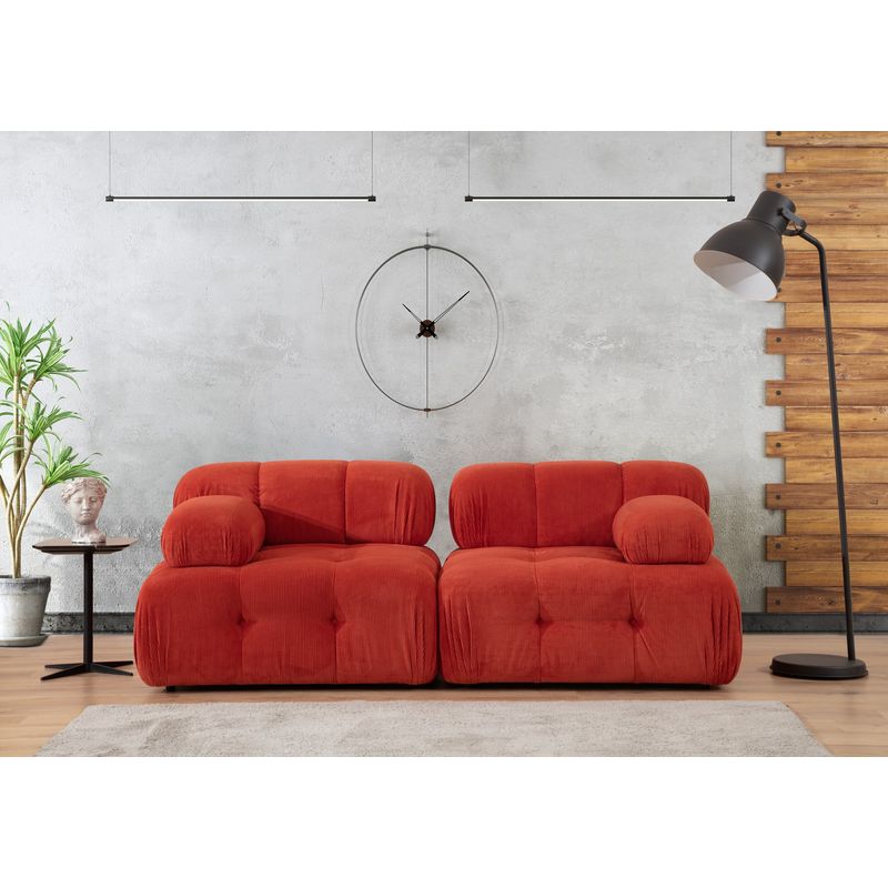 Casa si Gradina - Mobilier - Canapele si coltare - Canapele - Canapea 2 locuri, Hanah Home, lemn fag si pal, rosu, 200x100x80 cm - Infinity.ro