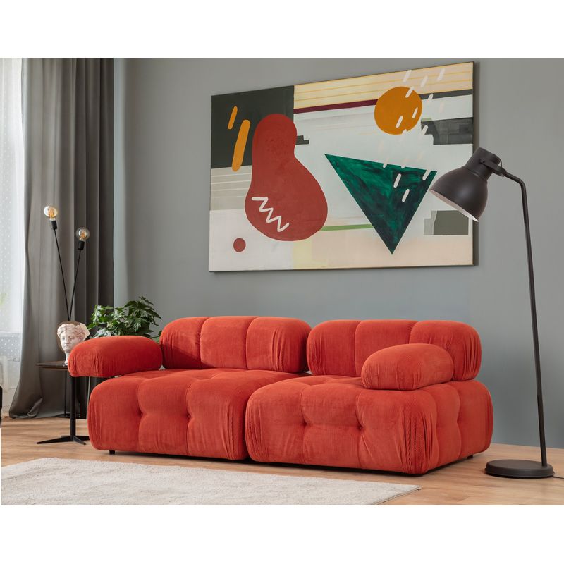 Casa si Gradina - Mobilier - Canapele si coltare - Canapele - Canapea 2 locuri, Hanah Home, lemn fag si pal, rosu, 200x100x80 cm - Infinity.ro