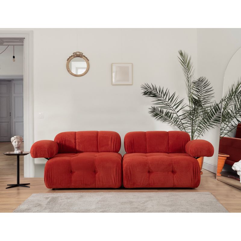 Casa si Gradina - Mobilier - Canapele si coltare - Canapele - Canapea 2 locuri, Hanah Home, lemn fag si pal, rosu, 200x100x80 cm - Infinity.ro
