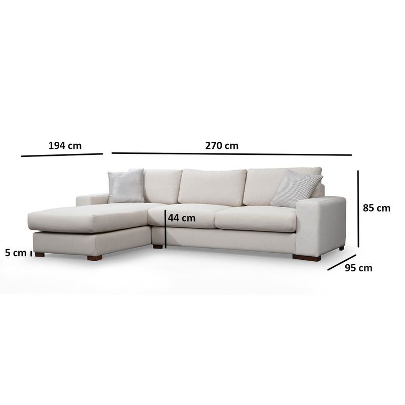 Casa si Gradina - Mobilier - Canapele si coltare - Coltare - Coltar, Hanah Home, lemn fag si pal, alb, 270x194x95 cm - Infinity.ro