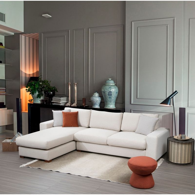 Casa si Gradina - Mobilier - Canapele si coltare - Coltare - Coltar, Hanah Home, lemn fag si pal, alb, 270x194x95 cm - Infinity.ro