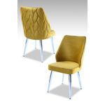 Casa si Gradina - Mobilier - Scaune si fotolii - Scaune - Set scaune, Hanah Home, 4 piese, galben, picioare metal cromat, 48x43x90 cm - Infinity.ro