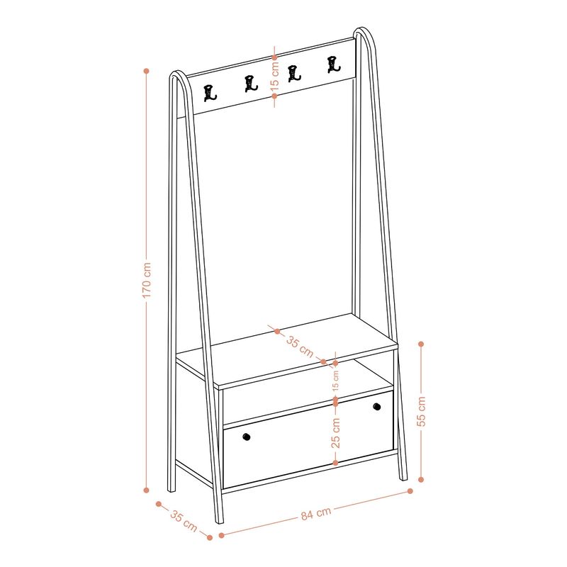 Casa si Gradina - Mobilier - Organizare si depozitare - Cuiere - Cuier, Hanah Home, pal melaminat, stejar safir, 84x35x170 cm - Infinity.ro