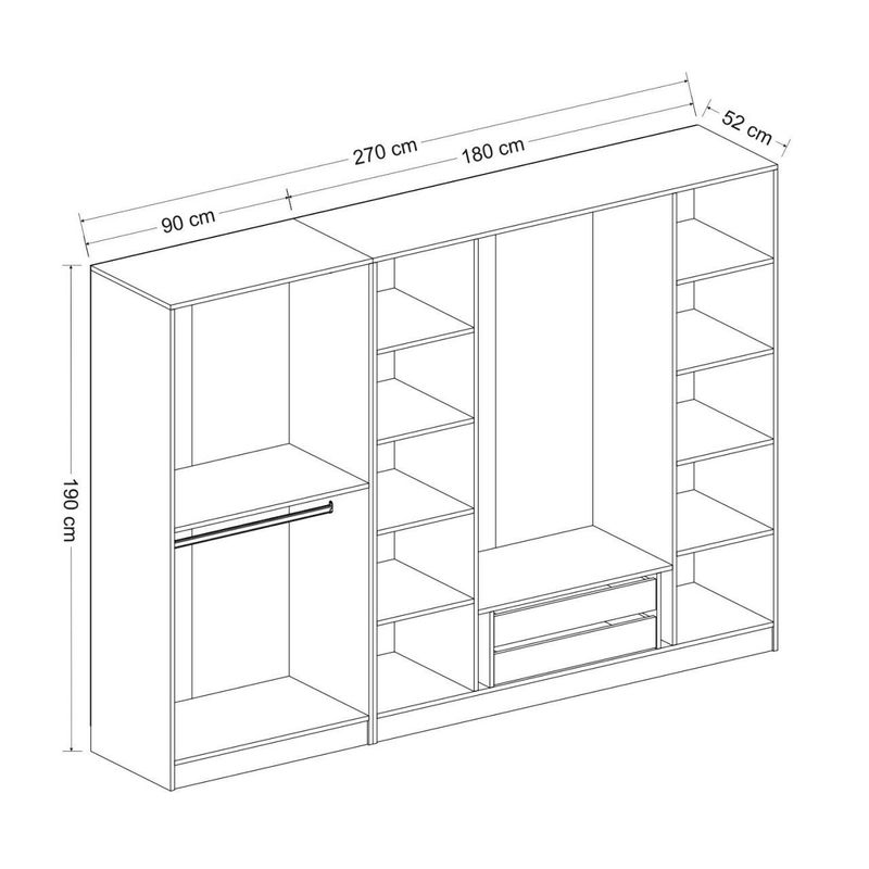 Casa si Gradina - Mobilier - Dulapuri si sifoniere - Dulapuri - Dulap, Hanah Home, pal melaminat, antracit, 270x190x52 cm - Infinity.ro